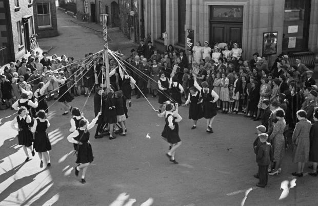 Border Counties Advertizer: Llanfyllin carnival and maypole in 1941. Picture: Geoff Charles Collection.
