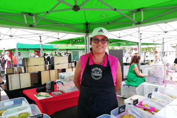 Iona Black, the owner of the award-winning Iona's Kitchen, at the Cotyledon market in Tredegar House, Newport.