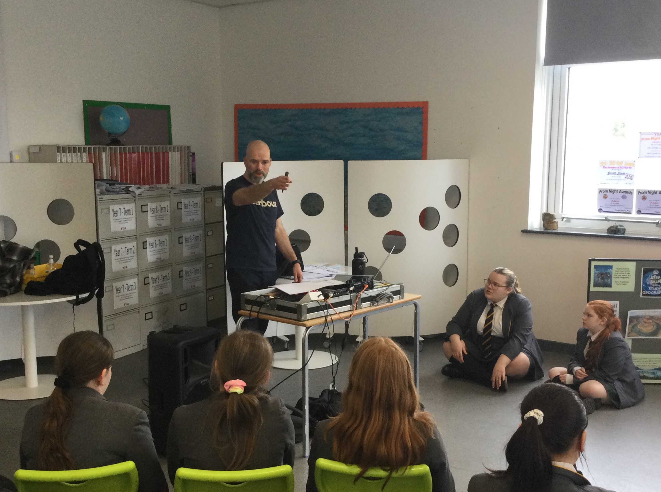 Pupils at Ysgol Bryn Alyn work on their Song for Wrexham with Mr Phormula.