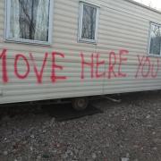 The death threat left on the caravan.