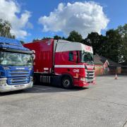 HGVs stopped at Chirk Truck Stop