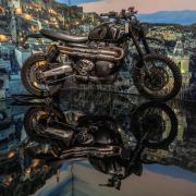 A Triumph Scrambler 1200 XE, which is a specially modified stunt bike that has a major role in the Matera pre-credit sequences of No Time To Die, to be sold at an auction at Christie’s on 28/09/2022 for the 60th anniversary of James Bond.