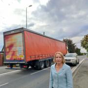 Heloen Morgan MP on the A483 in Pant.