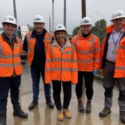 Helen Morgan (centre) with members of the Severn Trent team
