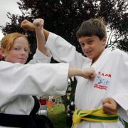Oswestry Show 2005. Jade Williams and Jake Palmer, who are both members of Chirk Tyae Kwon do club who did a display on the Village Green. HD060805