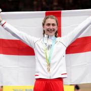 England's Laura Kenny celebrates with her gold medal after winning the Women's 10km Scratch Race Finals at Lee Valley VeloPark on day four of the 2022 Commonwealth Games in London. Picture date: Monday August 1, 2022. PA Photo. See PA story