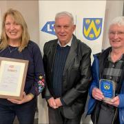 Baschurch Tennis Club’s Brendan Markland, right, won the volunteer of the year award. He is pictured with Tennis Shropshire president Keith Smith and runner-up Fiona McGeevor, also from Baschurch Tennis Club.