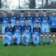 Llanfyllin High School's football team with their new kit sponsored by Paveaways.