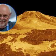 The NASA image of the Venus volcano and Peter Williamson (inset).