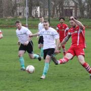Action from Chirk AAA's defeat against Llanidloes Town. Picture by Brian Prydden.