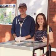 From left to right: Adam and Jen Beckett, owners of the ice-cream  tricycle
