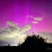 The Northern Lights above Oswestry Hillfort.