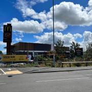 The iconic 'golden arches' are in place at Oswestry's new McDonald's restaurant and drive-thru.