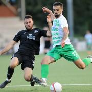 Jordan Williams in action for TNS against Connah's Quay Nomads.