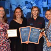 Siobahn Price, Sally Davies and Hayley Lewis from the Project Management Team at RJAH with Chloe Upton (centre right) at the Shropshire Fire and Rescue Service Awards.