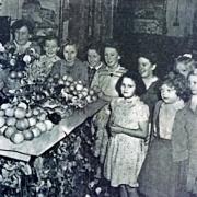 Harvest festival in Chirk in 1954.