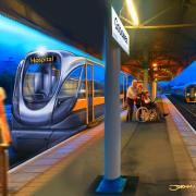 An artist's impression of how the new line will look at Gobowen Railway Station