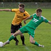Action from Llansantffraid's clash at Builth Wells.