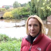 Helen Morgan MP at the River Roden, in Wem.