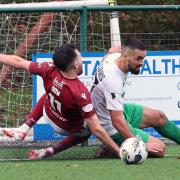 Jordan Williams was among the scorers for TNS in their victory over Carmarthen Town. Picture by Brian Jones.