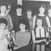 Llansantffraid YFC members celebrate an award in 1968.