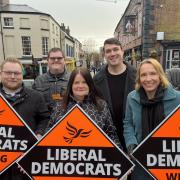 L-R: Cllrs James Owen, Jonathan Upton, Rosie Radford and Jay Moore with Helen Morgan.