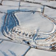 Old Oswestry hillfort in the snow.