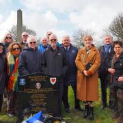 The families of George Farmer and the Holts, with Everton Heritage Society members plus Barry Horne and Ian Snodin.
