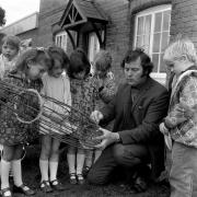 Ellesmere Primary School visits a basket maker in Bangor-on-Dee in June 1972