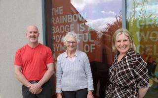 Oswestry Golf Club Captains Stuart Foulkes and Dorothy Mottram with Victoria Sugden, Charity Director (far right)