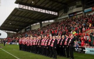 Froncysyllte Male Voice Choir performing at Wrexham AFC’s last match of 2023 season - Wrexham v Borehamwood