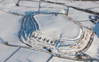 Old Oswestry hillfort in the snow.