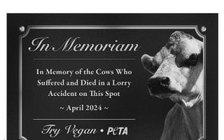 The Peta plaque proposed by the animal charity.