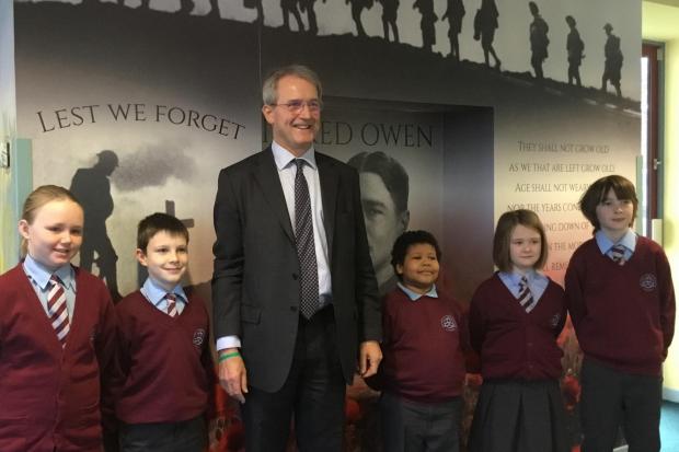 Owen Paterson, centre, with, from left, Ellie Jones, Luke Williams, Jeremy Cairns, Brooke Thomas and Francis Garry